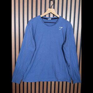 GymShark Shirt XL Men’s Blue Long Sleeve Athletic Pullover Gymwear 100% Cotton